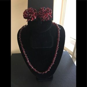 2 Pc Ruby Red Necklace and Earring Set-